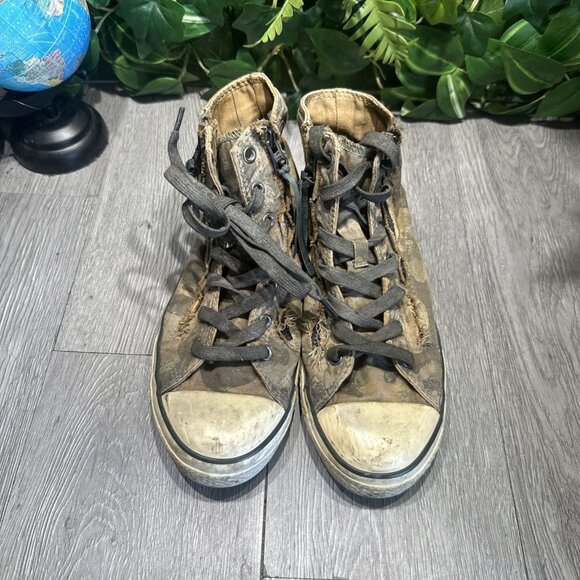 Converse X John Varvatos Camp Double Zipper Distressed Hi Top Sneakers M 5 W6.5 - Picture 2 of 10